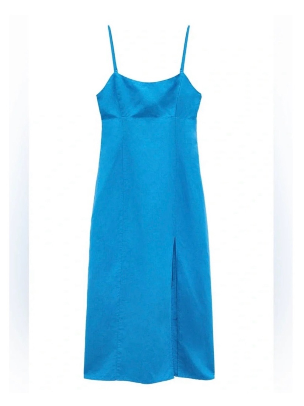 Zara Bright Blue Spaghetti-Strap Midi Dress